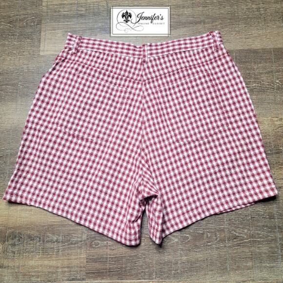 Woolrich Women's Red Check Plaid High Waisted Flat Front Shorts Size 12 - Picture 3 of 6